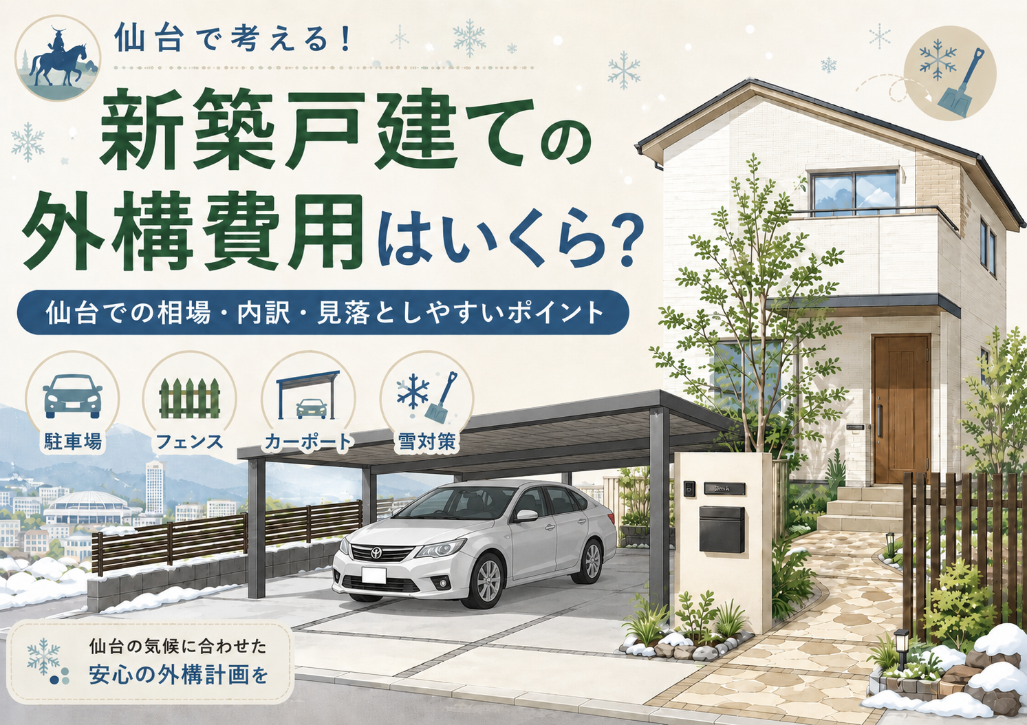新築戸建ての外構費用はいくら？仙台での相場と見落としやすいポイント