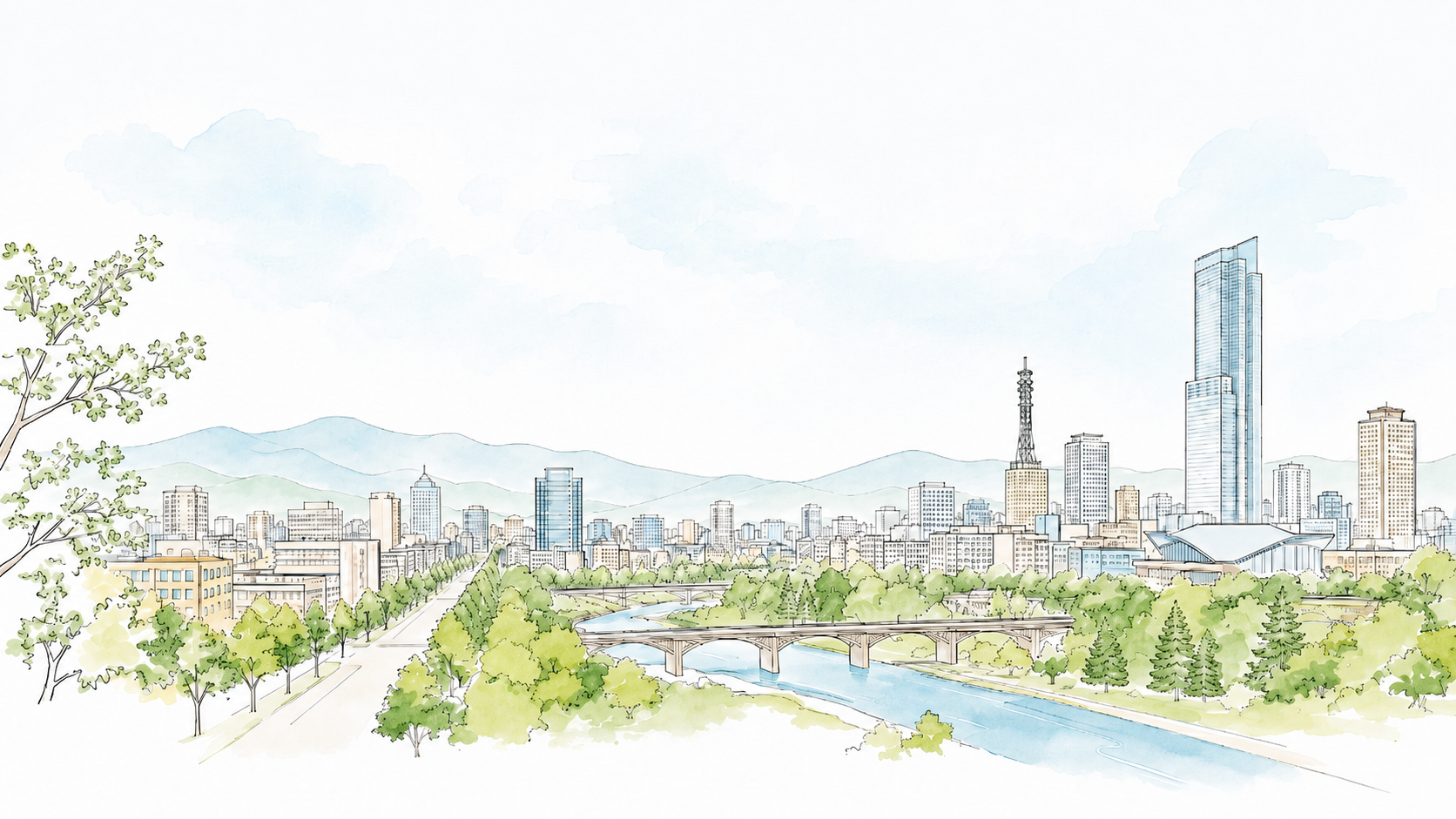 仙台の街並みイラスト