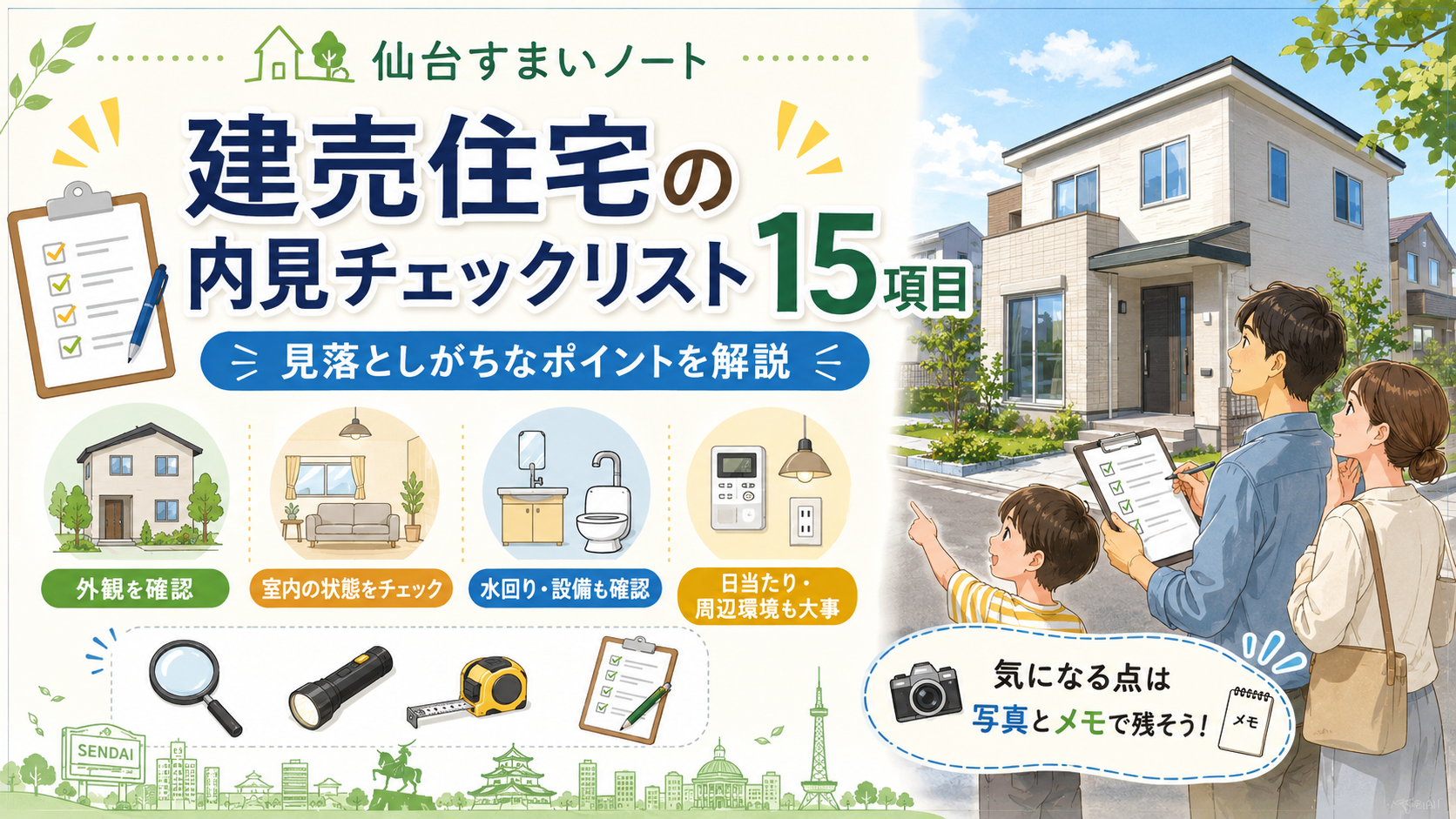 建売住宅の内見チェックリスト15項目｜見落としがちなポイントを解説