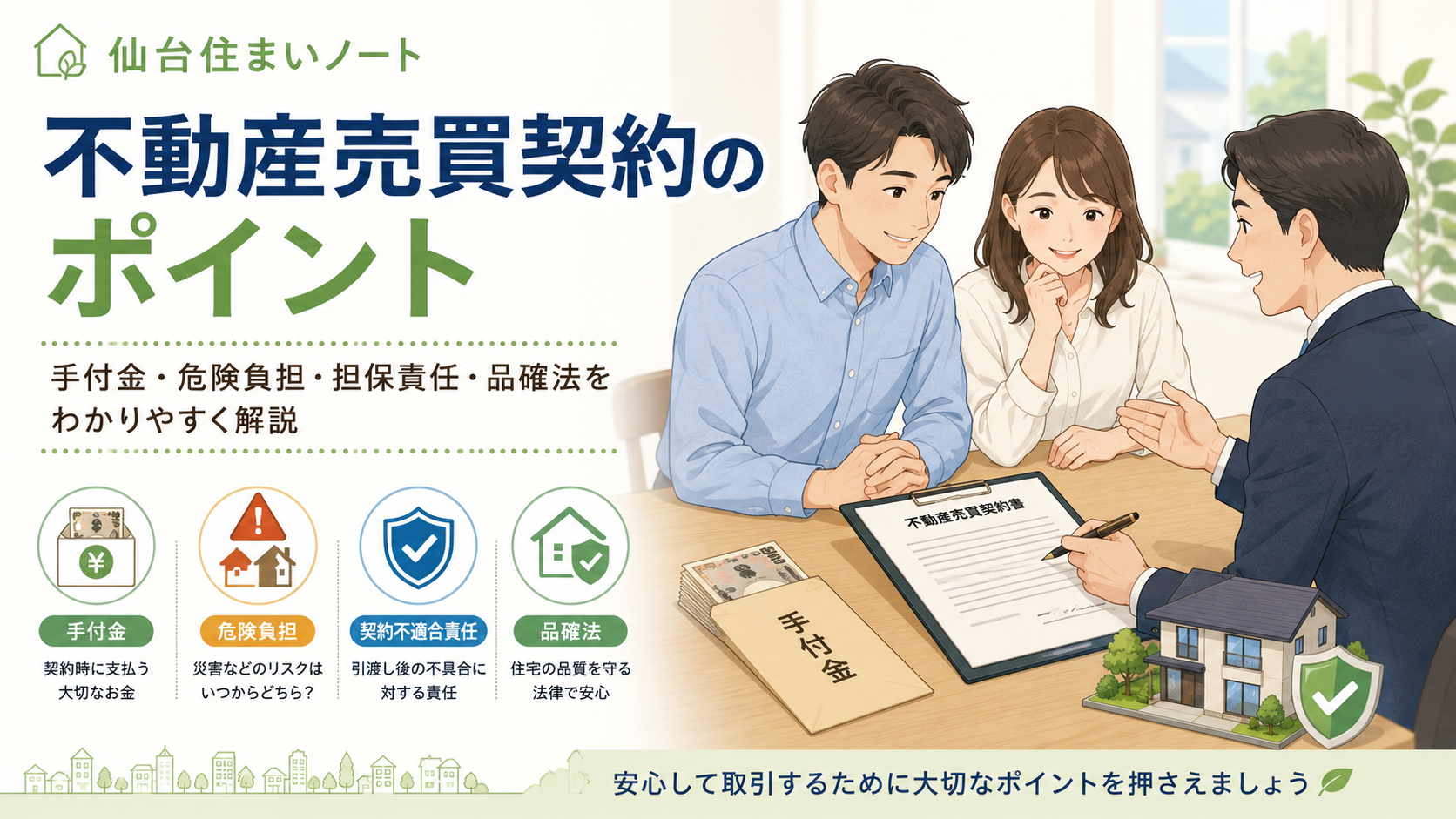不動産売買契約のポイント｜手付金・危険負担・担保責任・品確法をわかりやすく解説