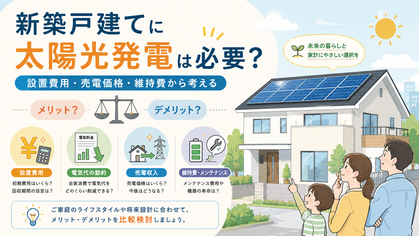 仙台で新築戸建てに太陽光発電は必要？費用・売電・仙台の気候条件を解説